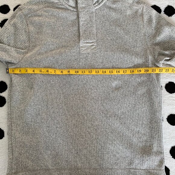 Field & Stream Sweater Henley Men L Grey Ribbed Chunky Knit Mock Neck 1/4 Button - Picture 9 of 11